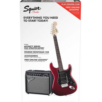 Комплект с электрогитарой Fender Squier Affinity Series Stratocaster HSS Pack, Laurel Fingerb. , Apple Red